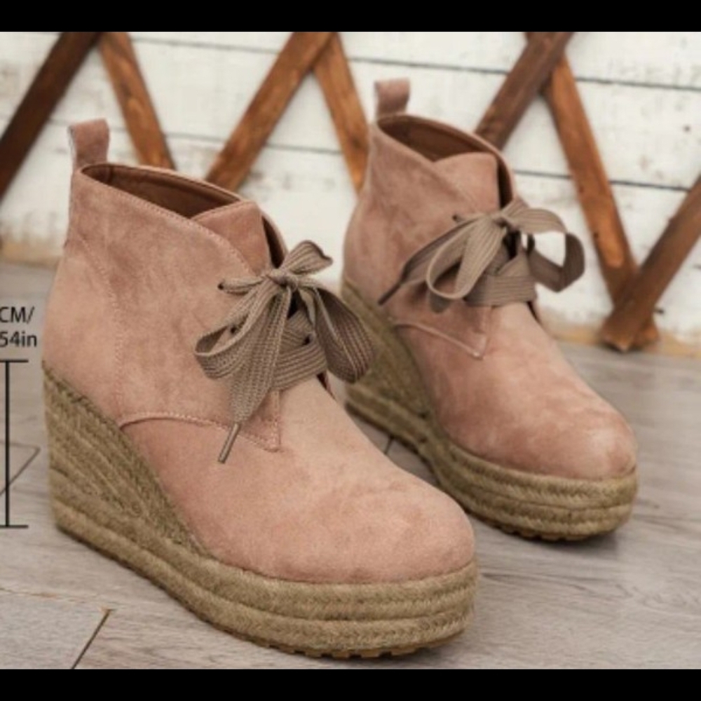 Women's Pink Wedge Ankle Boots